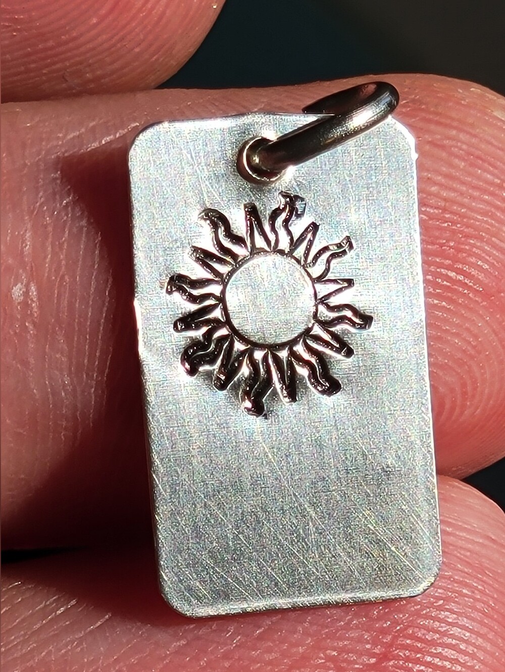 Fine Silver sun pendant with sunburst design - Handmade